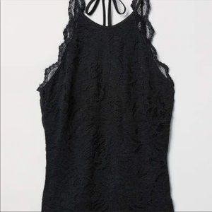 Black Lace Sheer Halter Top
